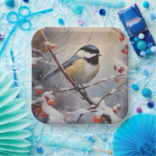 Chickadee Papieren Bordje (Feest)
