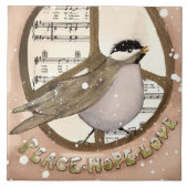 Chickadee Peace, Love, Hope Ceramic Kitchen Tile Tegeltje (Voorkant)