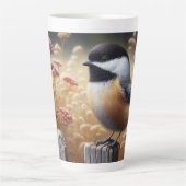 Chickadee Perched op het hek Latte Mok (Voorkant)