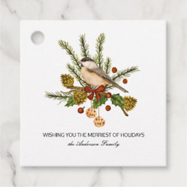 Chickadee Pine Branch Holly kerstcadeau Bedankjes Labels