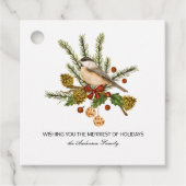 Chickadee Pine Branch Holly kerstcadeau Bedankjes Labels (Voorkant)