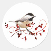 Chickadee Ronde Sticker (Voorkant)