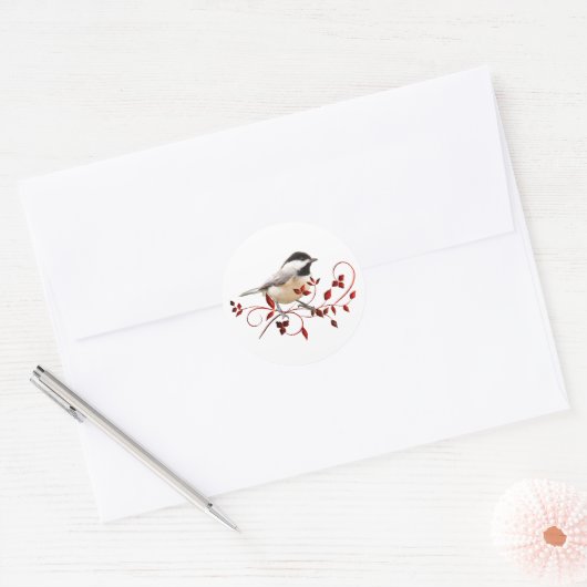 Chickadee Ronde Sticker (Envelop)