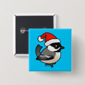 Chickadee Santa Vierkante Button 5,1 Cm (Voorkant /achterkant)