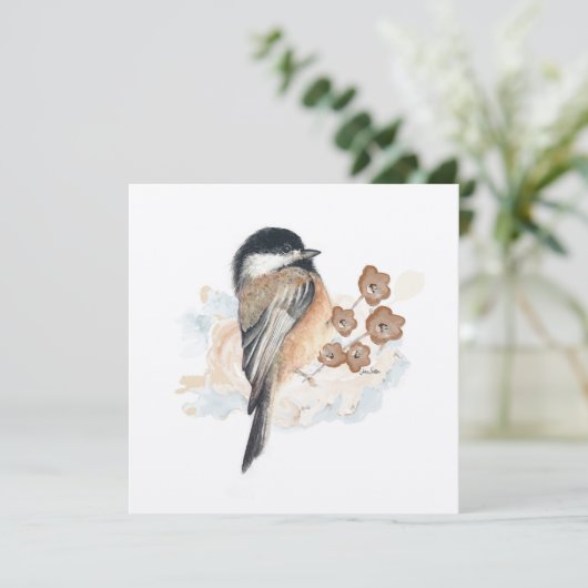 Chickadee schilderij Waterverf (Staand voorkant)