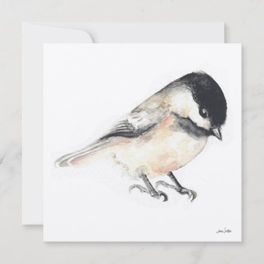 Chickadee schilderij Waterverf Kaart (Voorkant)