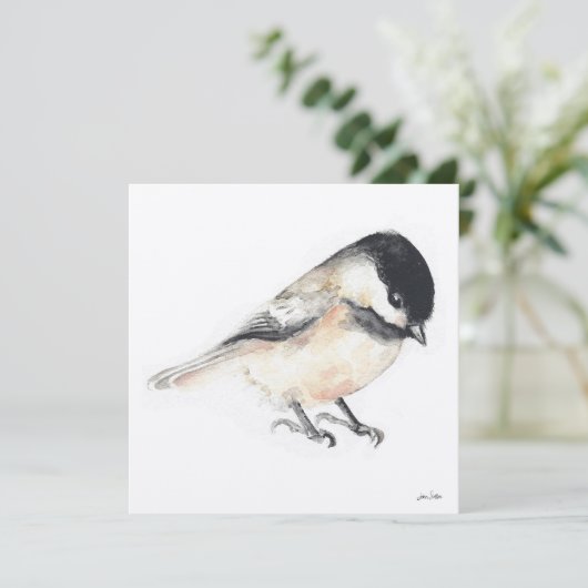 Chickadee schilderij Waterverf Kaart (Staand voorkant)