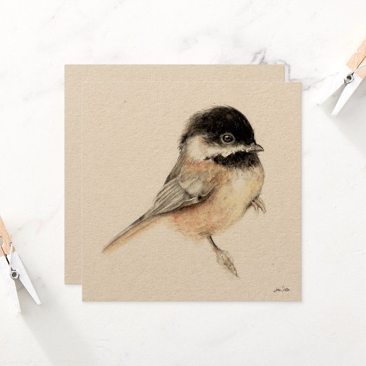 Chickadee schilderij Waterverf Kaart