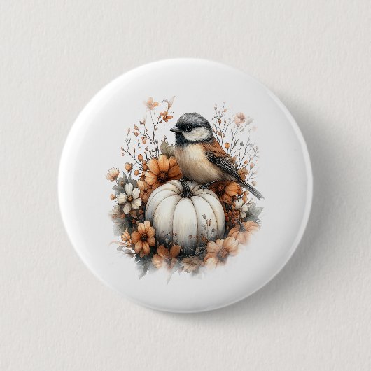 Chickadee Shirt Country Pumpkin Ronde Button 5,7 Cm (Voorkant)