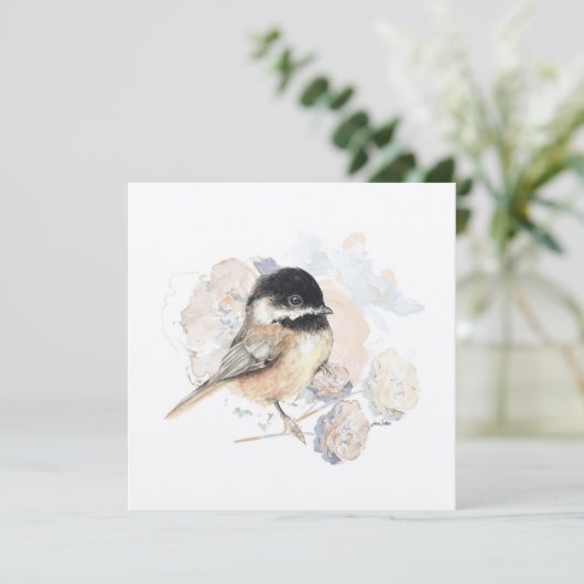 Chickadee Songbird Waterverf (Staand voorkant)