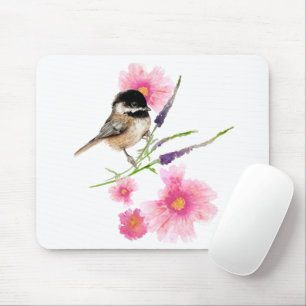 Chickadee Sweet Cute Black Capped Waterverf Art Muismat