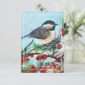 Chickadee-Sweet Winter Black-Capped Bird Bedankkaart (Staand voorkant)