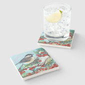 Chickadee-Sweet Winter Black Capped Chickadee Bird Stenen Onderzetter (Zijkant)