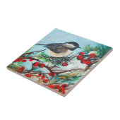Chickadee-Sweet Winter Black Capped Chickadee Bird Tegeltje (Zijkant)