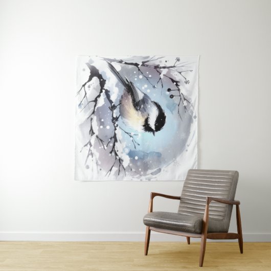 Chickadee Tapestry Wandkleed (In Situ (horizontaal))