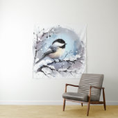 Chickadee Tapestry Wandkleed (In situ)