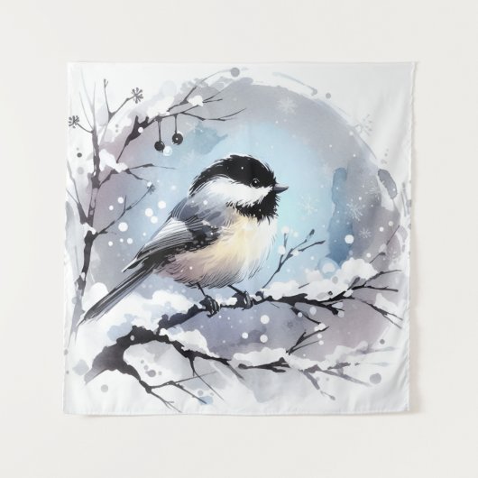 Chickadee Tapestry Wandkleed (Voorkant)