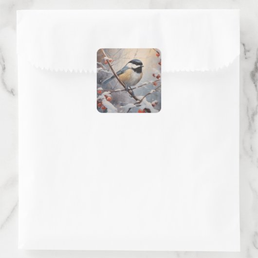Chickadee Vierkante Sticker (Tas)