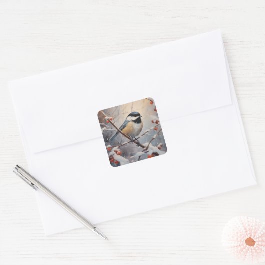 Chickadee Vierkante Sticker (Envelop)