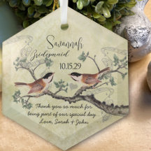 Chickadee Vintage Vogel Bruidsmeisje Ornamenten