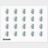Chickadee Vogel in Boom Bookplate Ronde Sticker (Vel)