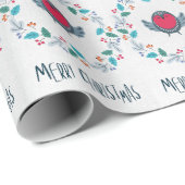 Chickadee Vogel Kerstmis Cadeaupapier (Rol Hoek)
