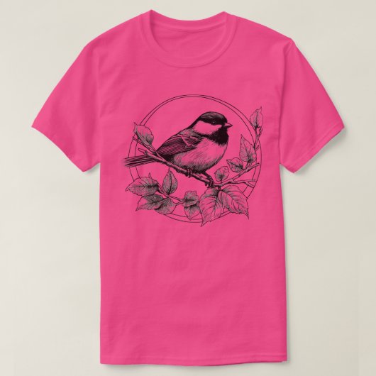 Chickadee vogel tekening 1 t-shirt (Design voorkant)