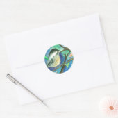 Chickadee Vogelboom takken Waterverf schilderij Ronde Sticker (Envelop)