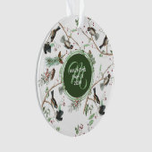 Chickadee Vogels Bessen & Pinecones Familie Foto Ornament (voorkant)