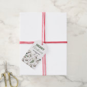 Chickadee Vogels Bessen & Pinecones Kerstmis Cadeaulabel (Met Touw)