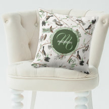 Chickadee Vogels Bessen & Pinecones Monogrammed