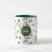 Chickadee Vogels Bessen & Pinecones Monogrammed Mok (Midden)