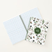 Chickadee Vogels Bessen & Pinecones Monogrammed Notitieboek (Binnen)