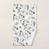 Chickadee Vogels Bessen & Pinecones Waterverf Bad Handdoek (Handdoek)