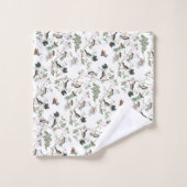 Chickadee Vogels Bessen & Pinecones Waterverf Bad Handdoek (Wasdoekje)