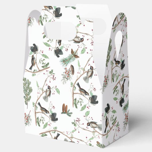 Chickadee Vogels Bessen & Pinecones Waterverf Bedankdoosjes (Geopend)