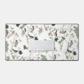 Chickadee Vogels Bessen & Pinecones Waterverf Bureaumat (Keyboard & Muis)