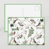 Chickadee Vogels Bessen & Pinecones Waterverf Feestdagenkaart (Voorkant / Achterkant)