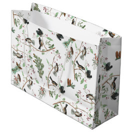 Chickadee Vogels Bessen & Pinecones Waterverf Groot Cadeauzakje