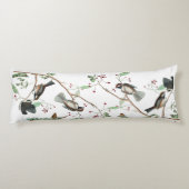 Chickadee Vogels Bessen & Pinecones Waterverf Lichaamskussen (Achterkant)