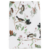 Chickadee Vogels Bessen & Pinecones Waterverf Medium Cadeauzakje (Voorkant)