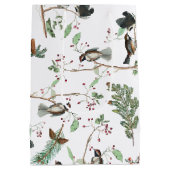 Chickadee Vogels Bessen & Pinecones Waterverf Medium Cadeauzakje (Achterkant)