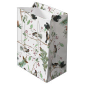Chickadee Vogels Bessen & Pinecones Waterverf Medium Cadeauzakje (Achterkant Gekanteld)