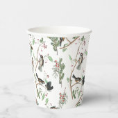 Chickadee Vogels Bessen & Pinecones Waterverf Papieren Bekers (Rechts)
