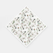 Chickadee Vogels Bessen & Pinecones Waterverf Servet (Hoek)