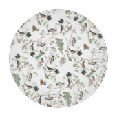 Chickadee Vogels Bessen & Pinecones Waterverf Snijplank (Voorkant)