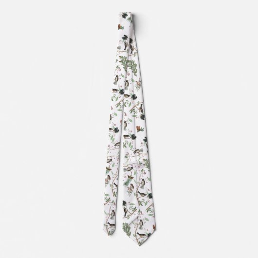 Chickadee Vogels Bessen & Pinecones Waterverf Stropdas (Achterkant)