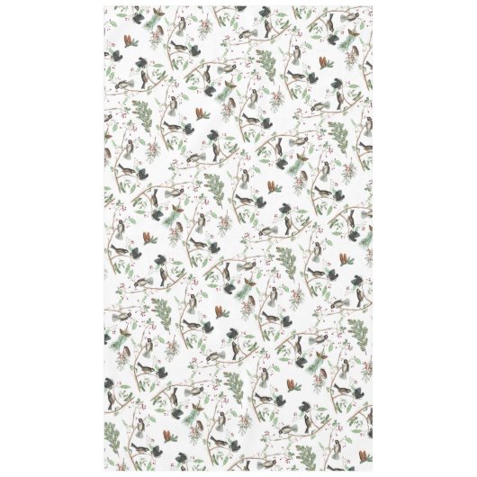 Chickadee Vogels Bessen & Pinecones Waterverf Tafelkleed (Voorkant)