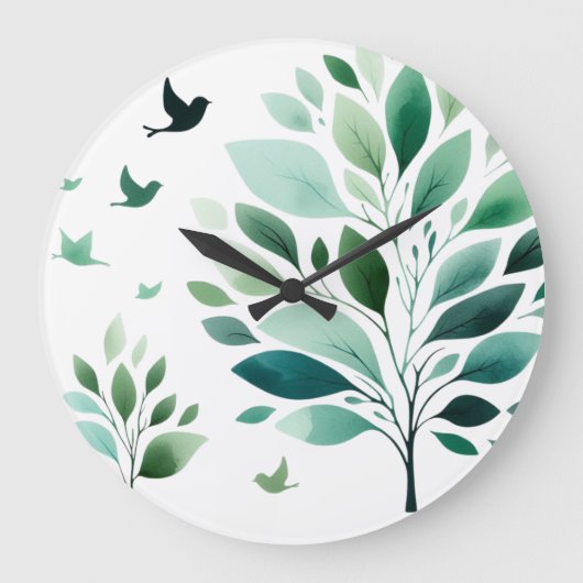 Chickadee Wall Clock, 10 "Rond Natuurlijke Hout Li Grote Klok (Voorkant)