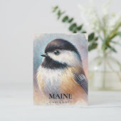 Chickadee Waterverf Art Maine Bird Briefkaart (Staand voorkant)